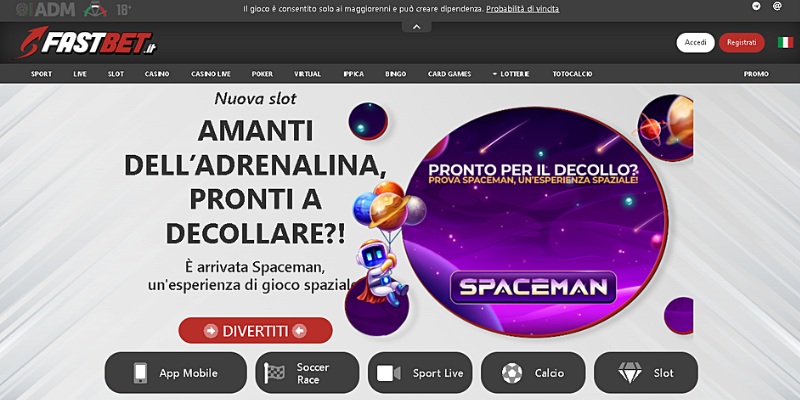 Pagina principale di Fastbet