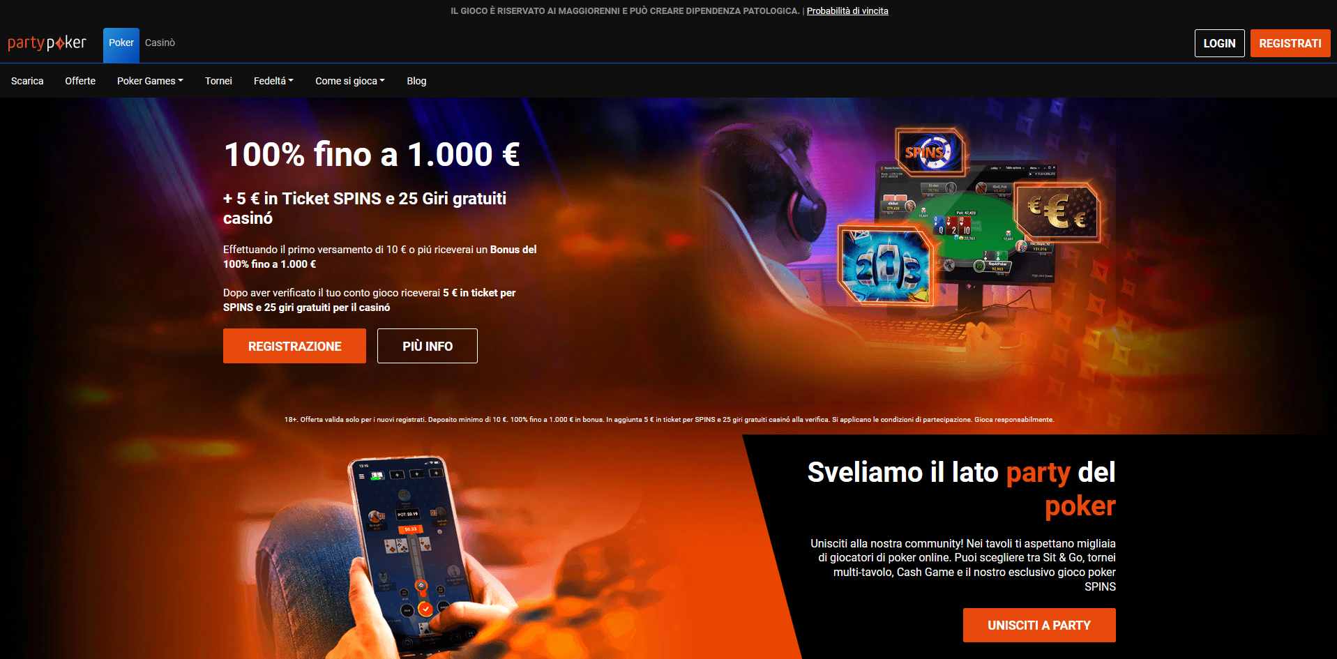 partypoker.it recensione - homepage